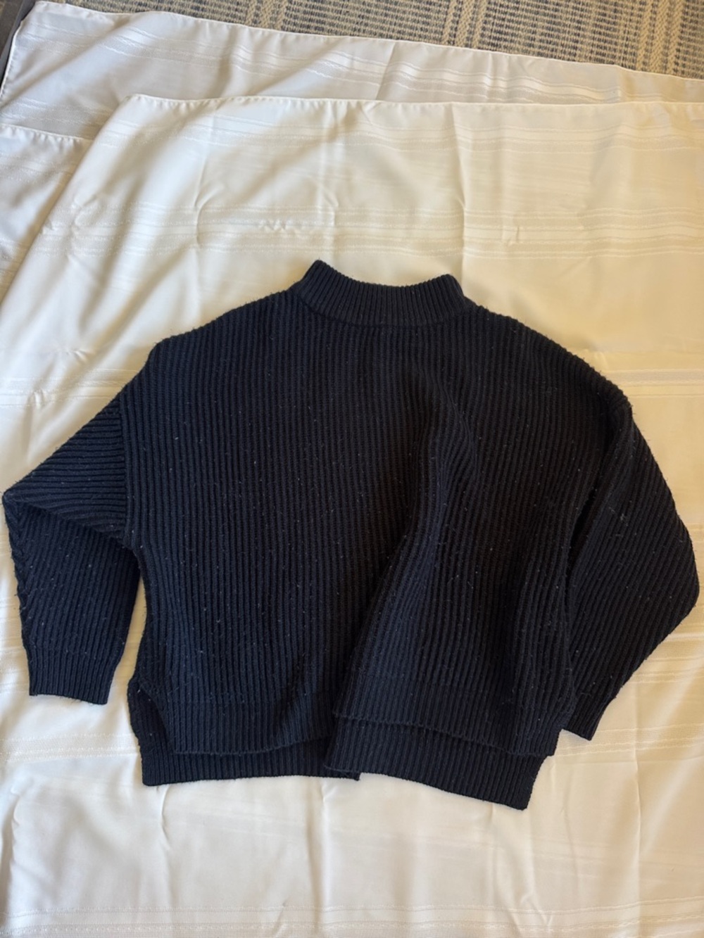 Topshop Black Oversized Mock Neck Ribbed Knit Sweater Size: 4-6